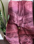 Maroon Tussar Silk Saree with Tie-Dye Pattern