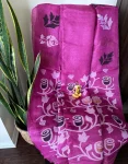 Magenta Cotton Saree with Bold Rose Woven Motifs