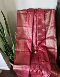Mauve Maroon Tussar Jamdani Saree with Zari Paisley Motifs