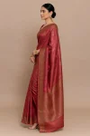 Mauve Maroon Tussar Jamdani Saree with Zari Paisley Motifs