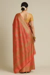 Red Tussar Jamdani Saree with Floral Buta and Zari Paisley Pallu