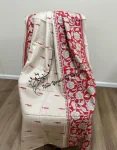 Handcrafted Kanthastitch Saree in Red and Beige with Floral and Mandala Pattern