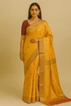 Golden-Orange Gorod Silk Saree with Traditional Zari Weaving