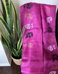 Magenta Cotton Saree with Bold Rose Woven Motifs