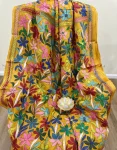 Yellow Kanthastitch Saree with Multicolor Floral design