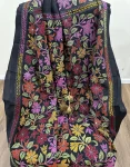 Black Bangalore silk Saree with multicolor Kanthastitch