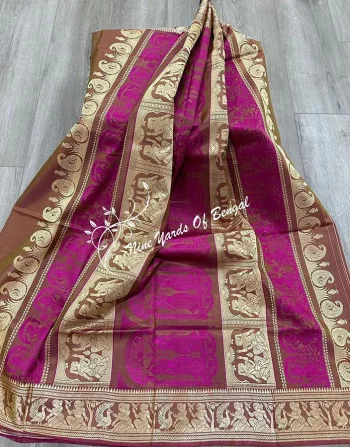 Premium Baluchari in Golden Brown color